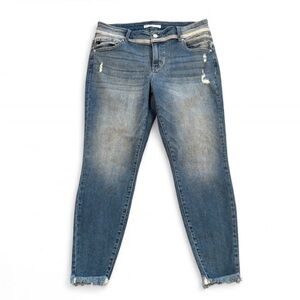 EUC KanCan Raw Hem Fringe Crop Jeans Size 14 with 27.5 inch Inseam